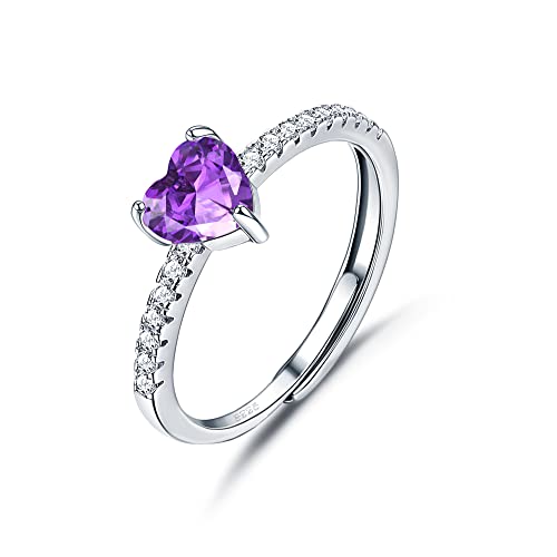 JeweBella Herz Ring Silber 925 für Damen Eleganter Zirkonia Ring Verstellbar Freundschaftsring Trauringe Verlobungsring Eheringe Promise Ring Schmuck Geschenk