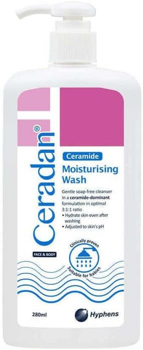 Ceradan Moisturising Body Wash with Ceramide, 280ml, Gentle, Soap-Free, Face & Body Cleanser For Eczema-prone, Dry & Sensitive Skin