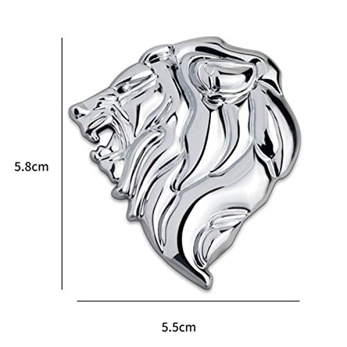 Lion Head 2Pack Metal Car Emblem,Auto Emblem,3D Animal Decoration Metal Car Sticker- Rear Car Tail Decoration Sticker (Silver) #TOP4