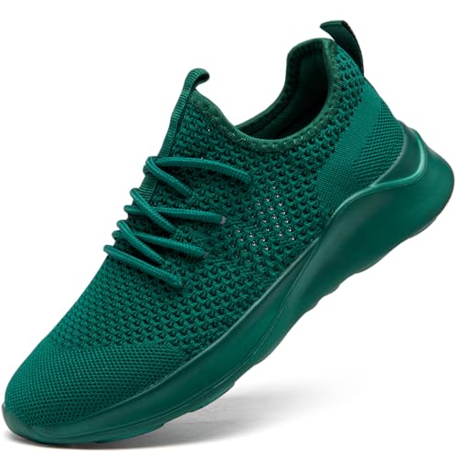 XKOWUO Men's Running Walking Shoes Sneakers Tennis Fitness Athletic Shoes Non Slip On Sports Casual Workout Shoe Lightweight Comfortable Gym Fashion Breathable Mesh Trainer Dark_Green Size US 10