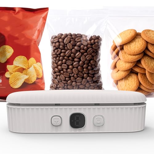 Mini Bag Sealer with 4 Adjustable Mode, 4000mAh Rechargeable Chip Bag Sealer for Plastic Bags, Bag Resealer for Mylar Bag, Portable Mini Snack Bag Sealer Heat Seal for Food & Snack Storage