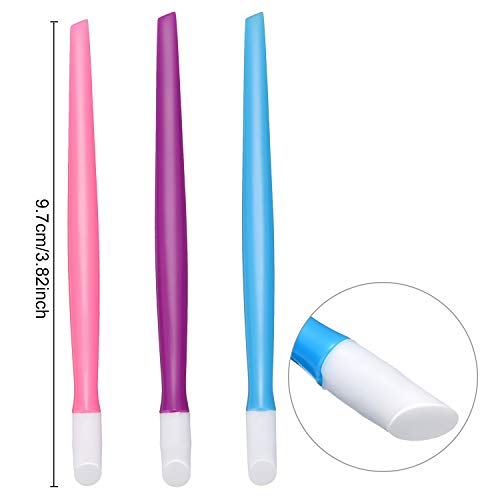 30 Pieces Plastic Handle Nail Cuticle Pusher Rubber Tipped Nail Cleaner Colored Nail Art Tool For Men And Women Christmas Valentine's Day Giving(Blue, Purple And Pink) #TOP1