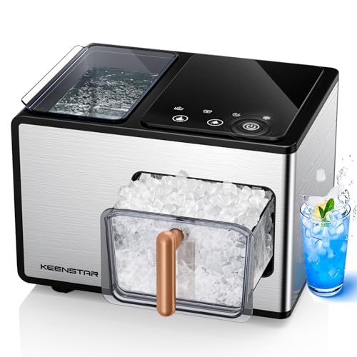 Nugget Ice Maker Countertop, 40lbs/24H, Pebble Ice Maker with Soft Chewable Ice, Self Cleaning Sonic Ice Machine, Stainless Steel w/Touch Screen, Compact Design for Home Office Bar Party- Red Color