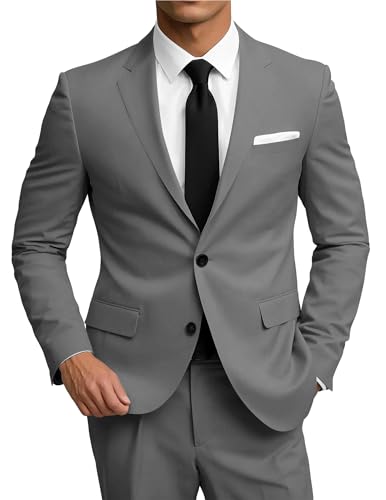 SHUZHXLZANGY Mens Suit 2 Piece Slim Fit Suits Formal Business Suit for Wedding Prom Dinner Party