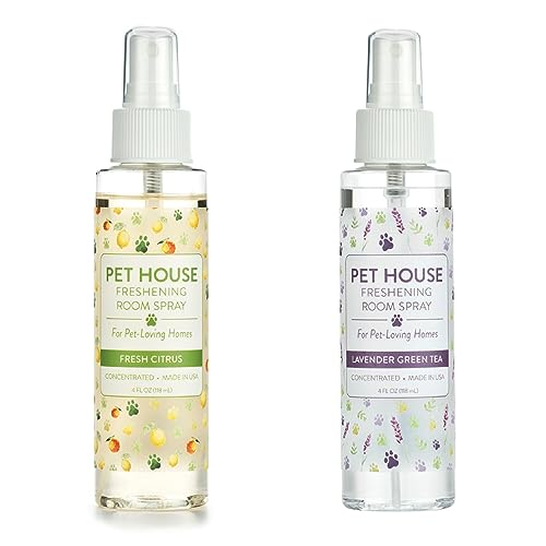 One Fur All Pet Air Freshener 4 OZ Concentrated Room Spray for Pet Odor, Lavender Green Tea and Fresh Citrus, Pack of 2