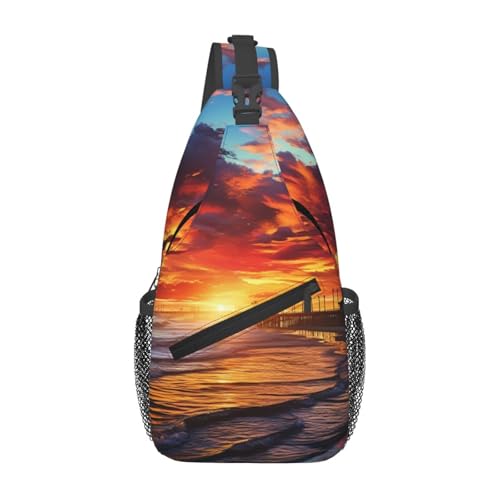 Bolso tipo Sling unisex negro para viaje y senderismo miniatura 1