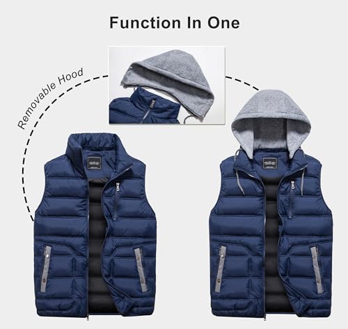 Vcansion Men'S Hooded Puffer Vest Thicken Padded Jacket Quilted Sleeveless Winter Warm Coats Blue Us M thumb #5