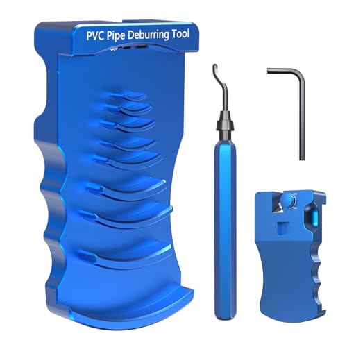 9-in-1 PVC Pipe Deburring Tool, Adjustable Chamfer Tool 0.5"–4", PVC Pipe Reamer, Plastic Pipe Deburr Tool for PVC CPVC ABS PP PE, Plumbing Chamfer Reamer Tool Set (Blue)