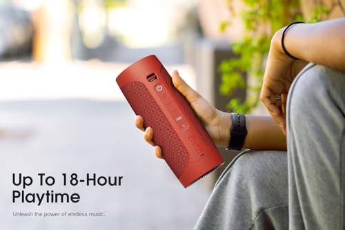 Bluetooth Speaker, Portable Wireless Speaker with 30W Stereo Deep Bass, IPX67 Waterproof, TWS, 18H Playtime, Dual Pairing - Compact Speaker for Home, Outdoor Camping, Party - Red - Image 6