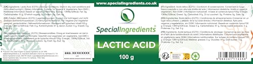 Special Ingredients Lactic Acid Powder 100g - Vegan Friendly Ideal for Vegan Cheese and Butter, Non-GMO - Recyclable Container