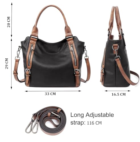 Image of INOVERA (LABEL) Faux Leather Shoulder Hobo Bags for Women and Girls - Stylish Ladies Handbag Purse with Long Strap