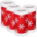 Horse Christmas Tack Horse Leg Wraps Faux Fur Polyester Standing Wraps for Horses Leg Loose and Comfortable for Christmas Parades, Set of 4(Snowflake)