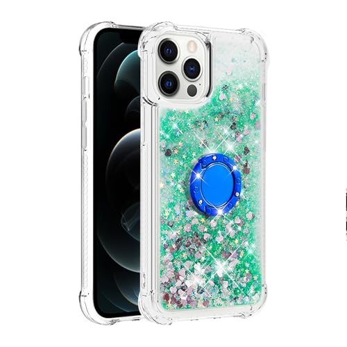 Coque iPhone 14 Plus silicone paillettes vert amour rigide