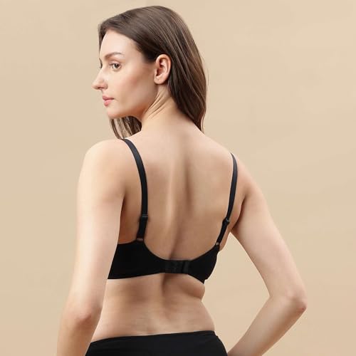 Image of Marks & Spencer Solid Black Cotton Blend Womens Bra