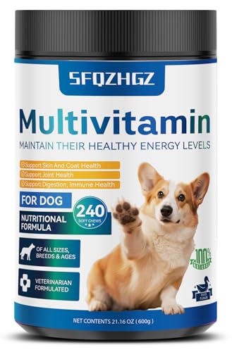 26-in-1 Multivitamin für Hunde 240 Kautabletten 600g mit Vitamin B1,B3,B5,B6 Glucosamin & Probiotika...