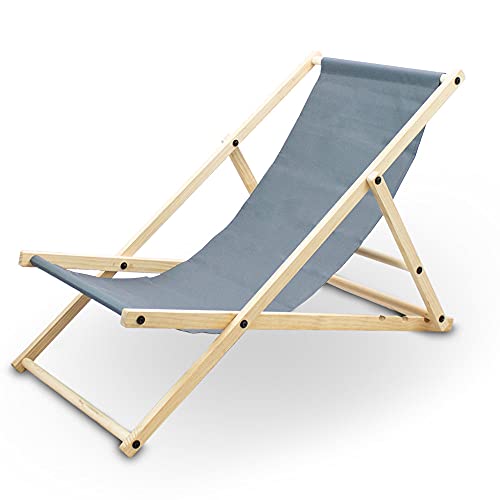 BITUXX Liegestuhl Sonnenliege Gartenliege Holzliege Strandliegestuhl Holz Klappbar (Anthrazit)