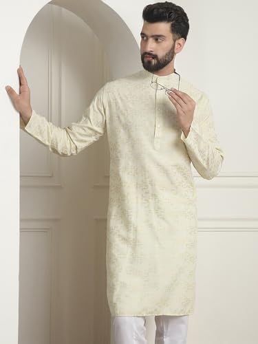 Image of SOJANYA (Since 1958 Men's Cotton Embroidered Printed Only Long Kurta