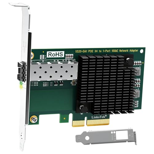 X520-DA1 10Gb/s SFP+ Fiber Port Ethernet Adapter for NAS & Desktop PCs. PCIE x4 Interface to 10Gb/s...