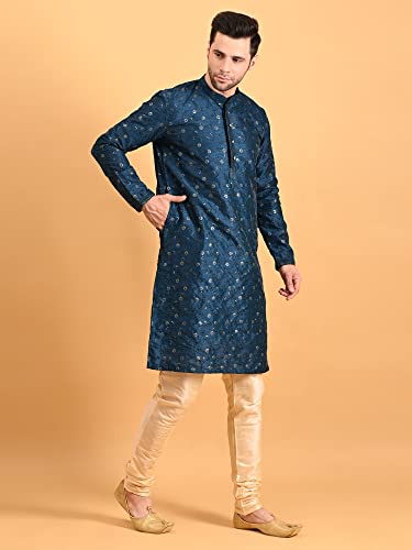 Image of Uri and MacKenzie Embroidery Silk Men's Kurta Pyjama Set