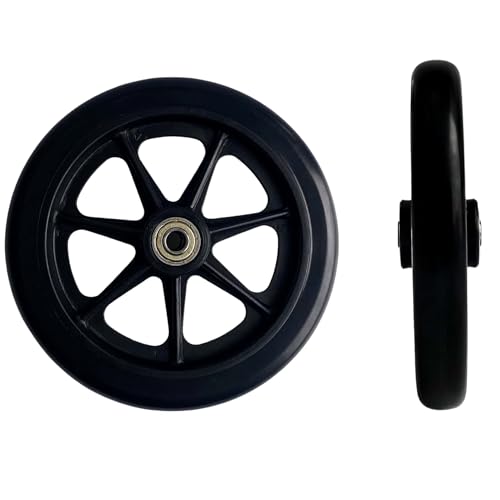 1Pcs 6 Inch Black Wheel for Walker - Universal Hard Rubber Walker Wheels Replacement Fit Drive Rollator & Wheelchair Wheel All-Floor Safe Rolling Essential Walker Accessories