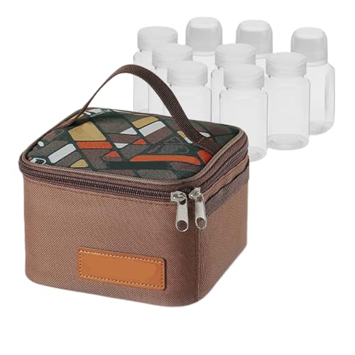 Porta condimenti da viaggio borsa per portatile di grande capacità con custodia in tessuto Oxford crittografato 600D bottiglia trasparente a prova di perdite per esterni