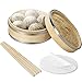 DYBITTS 20 cm zestaw parowników z bambusa 50 x z 50 szt. podszewką i 2 pary pałeczek, kosze parowe do pierogów DimSum, ryżu, warzyw, ryb i mięsa