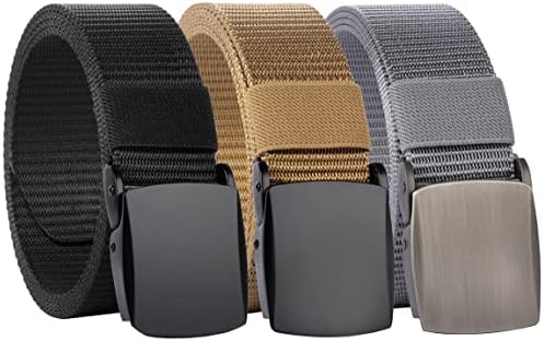 Byupin 3pc Tactical Belt Zinc Alloy Buckle Military Webbing Canvas Outdoor Web Waist Belt for Work and Outdoor Sport