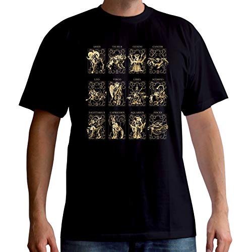 ABYSTYLE - Saint Seiya - Camiseta - 12 Armaduras de Oro - Negro - Hombre (L)