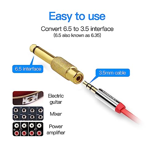 Adaptador RCA a 1/4 de pulgada hembra a macho de 6,35 mm mono de cobre 4 piezas 5