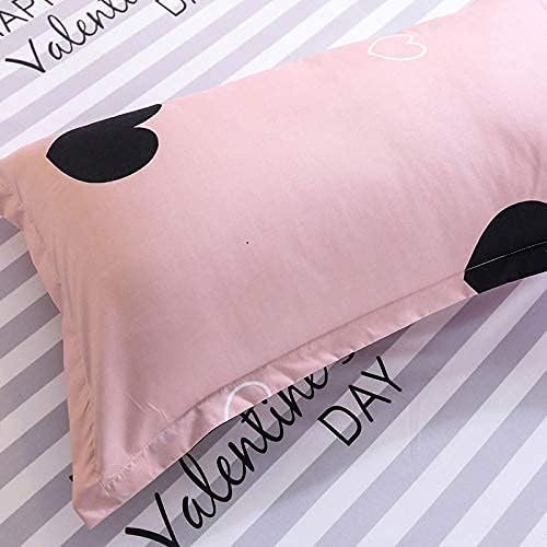 Pink s 4pcs Nordic Fruit Printed Duvet Cover Pillowcase Simple Linens Double Bed Queen Size Bed Set Bedcover 1003 (Color : 001 Size : 1.8m 4PCS) (A 1.8m 4PCS) image 3