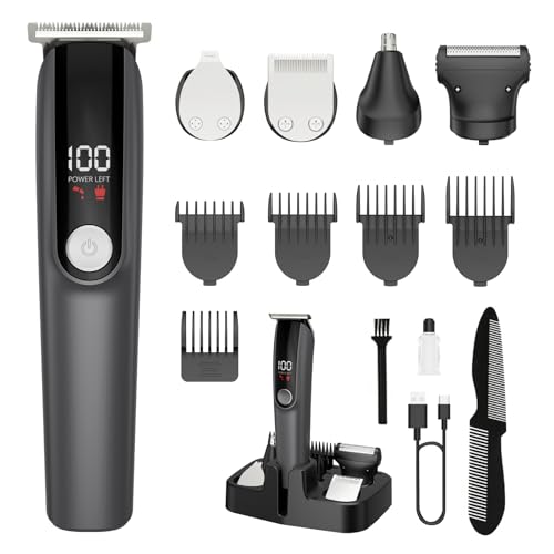 Beard Trimmer for Men, Electric Razor for Nose, Body, Face and Mustache, 5-in-1 Barber Hair Clippers, Cordless Shavers for Men Grooming Kit Ideal Gift