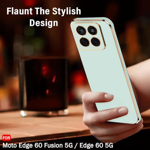 Image of TheGiftKart Luxurious Golden-Plated Back Cover Case for Motorola Moto Edge 60 Fusion 5G / Edge 60 5G | Raised Lips for Camera & Screen Protection | Shockproof Design | Stylish Back Cover (TPU, Green)