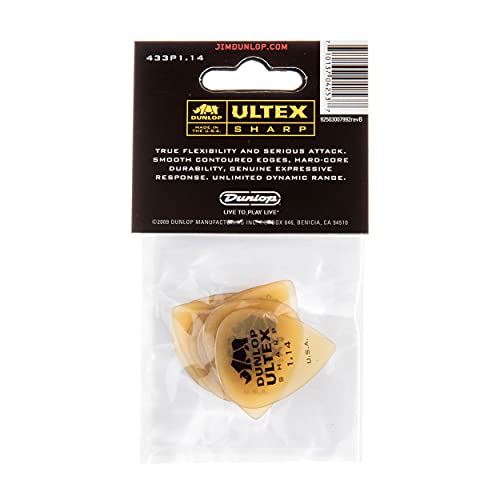 Dunlop 433P114 1.14Mm Ultex Sharp Guitar Picks, 6-Pack #TOP4