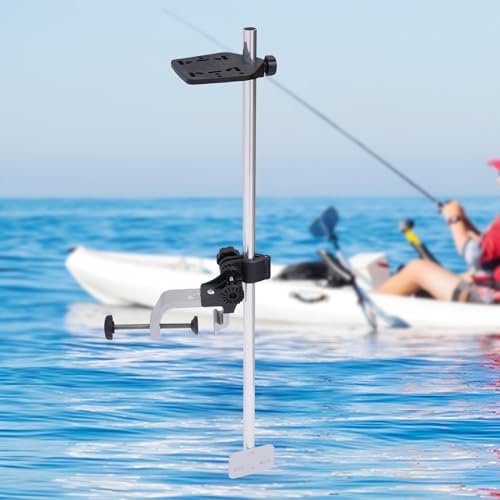 Image of Universal Portable Transducer Bracket W /Fish Finder Mount,360 Adjustable Rotating Clamp Bracket Transducer Mount,Max Opening 2-3 /4 inch,for Boat Canoe Kayak Fishing