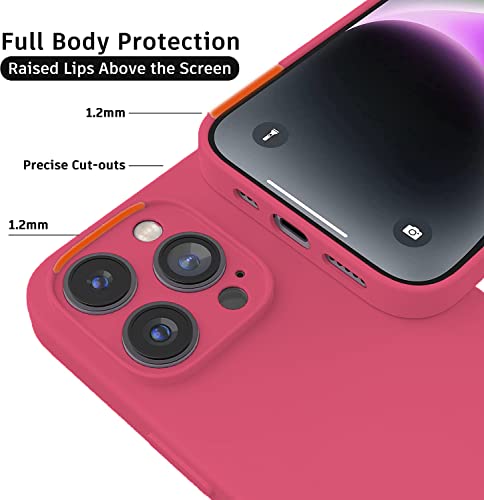 Image of Elzzi Microfiber Square Candy Case Compatible for iPhone 14 PRO MAX, Shockproof Slim Back Cover Liquid Silicone Case -Forest Green (Hibiscus)