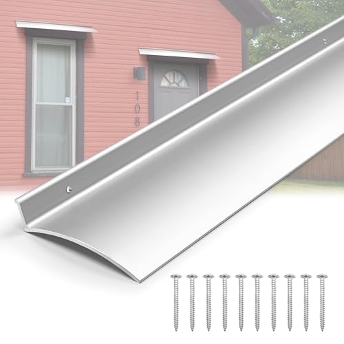 2PCS 40inch Door Rain Drip Guard for Windows Drip Cap Rain Deflector Anodized Aluminum Easy to Install Silver
