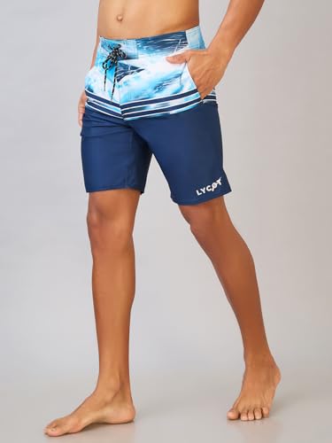 Image of LYCOT Men's Printed Comfortable Surfing Beach Shorts with 3 Pockets