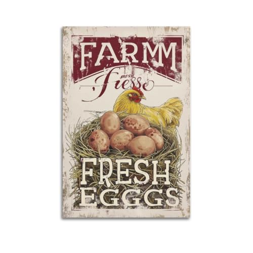 Poster vintage Farm-Fresh-Eggs 60x90 cm pour raviver un mur terne sans cadre