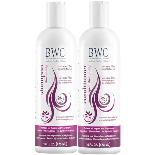 Beauty Without Cruelty Shampoo and Conditioner Set, Volume Plus – Aromatherapy for Fine Hair Care, Vegan-Friendly & Cruelty-Free, 16 Oz Ea