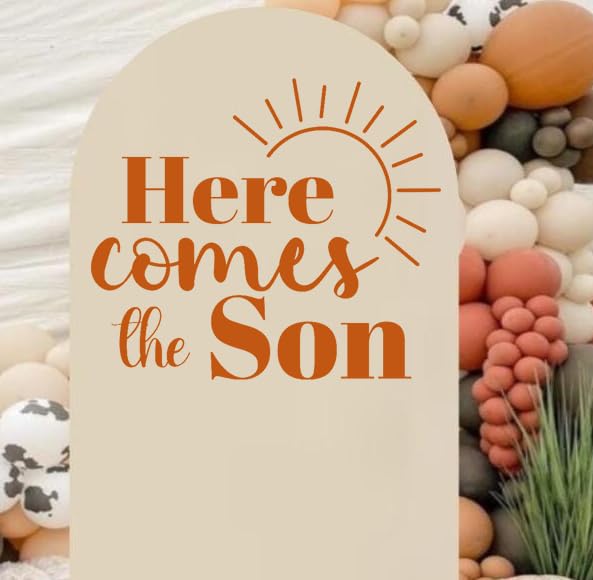 Tenelat Here Comes The Son Party Decal Sign - Boy Baby Shower Sticker, Welcome Sign Decor, Birthday Decorations