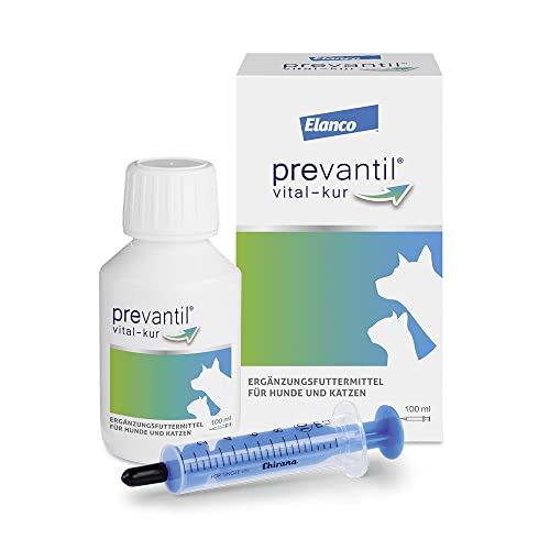 Elanco Prevantil® Vital-Kur, 100 ml: Ergänzungsfuttermittel für Hunde und Katzen mit praktischer Dosierhilfe, mit dem Extrakt der Kaktusfeige, schmackhafte Suspension bei Belastungssituationen