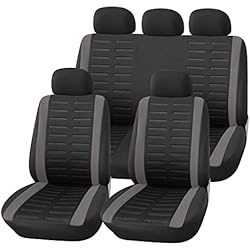 Upgrade4cars Fundas Asientos Coche Universales para Delanteros y Traseros | Funda de Asiento Universal Poliéster Negro Gris | Accesorios Coches Interior