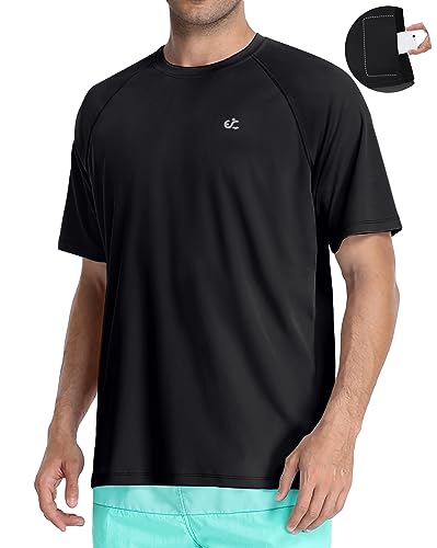 Men's Swim Shirt Quick Dry Sun Shirts UPF50+ Rash Guard for Men Short Sleeve UV Sun Protection Beach Shirts
