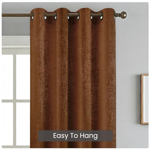 Image of FRESH FROM LOOM Supreme Texture Polyester Padre| Semi Black Out 80% Room Darkening Curtains Screen for Home 7 Feet | (Coffee | 2pc Double Weaved Parda | Eyelet Ring | Window & Door Curtain)