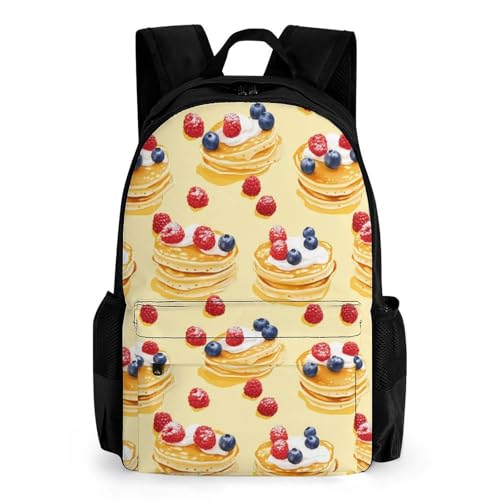 Pancake With Berries Travel Backpack Casual Daypack Shoulder Bag with Adjustable Shoulder Straps for Men Women
