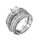 Beydodo Kein-Metall-Stempel (Mode nur) chapado en plata cuadrada blanco Cubic Zirconia