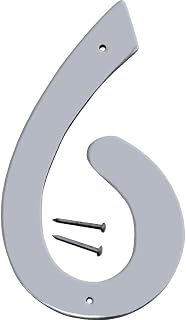 HY-KO Products Prestige House Number 6 (Six), 4 Inch High, Satin Nickel