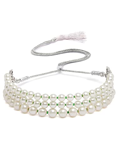 Image of Karatcart Pearl Multilayer Beaded Choker Necklace Set for Women