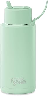 frank green - Ceramic Reusable Bottle - Stainless Steel Water Bottle With Straw, Insulated Water Bottle, Metal Water Bottle - Flip Straw Lid - 34oz - Mint Gelato