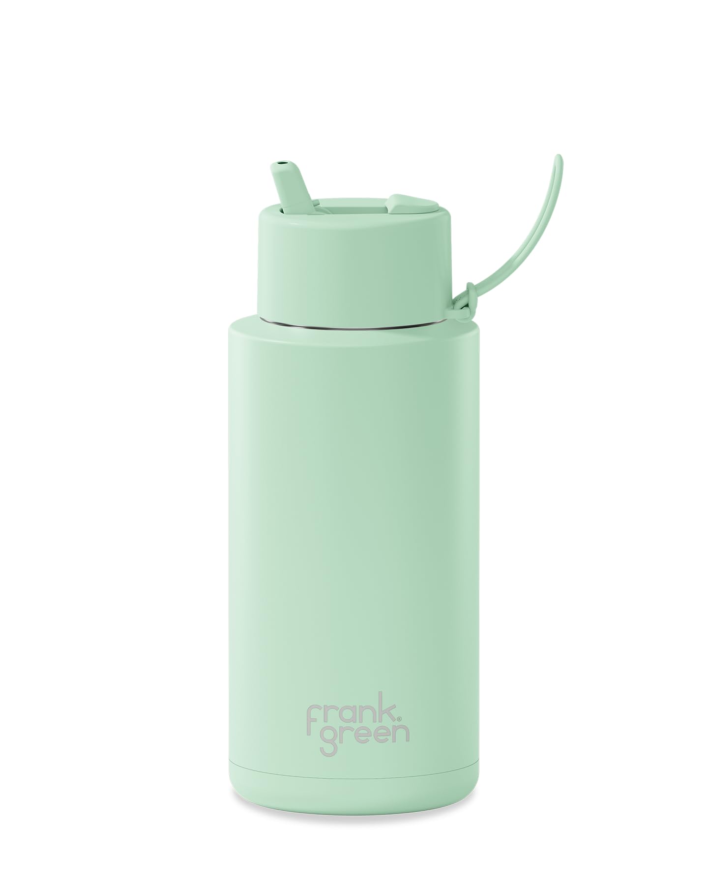 frank greenCeramic Reusable Bottle - Stainless Steel Water Bottle With Straw, Insulated Water Bottle, Metal Water Bottle - Flip Straw Lid - 34oz - Mint Gelato